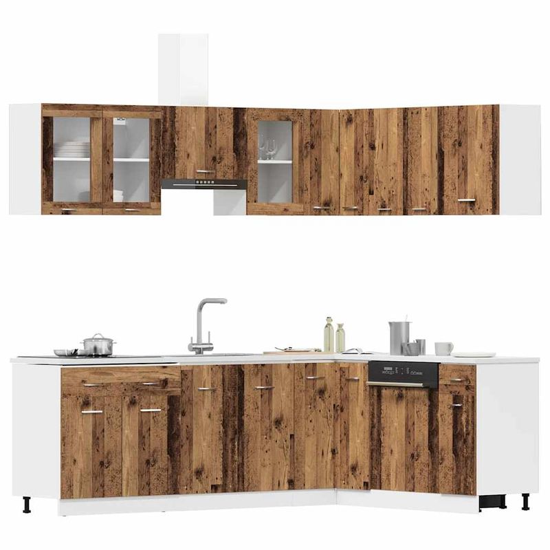 Casa si Gradina/Mobilier/Comode si corpuri/Corpuri bucatarie - Set dulap de bucatarie din 11 piese Lemn vechi Lemn prelucrat - Infinity.ro