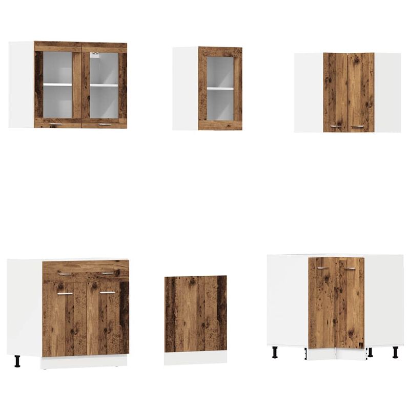 Casa si Gradina/Mobilier/Comode si corpuri/Corpuri bucatarie - Set dulap de bucatarie din 11 piese Lemn vechi Lemn prelucrat - Infinity.ro