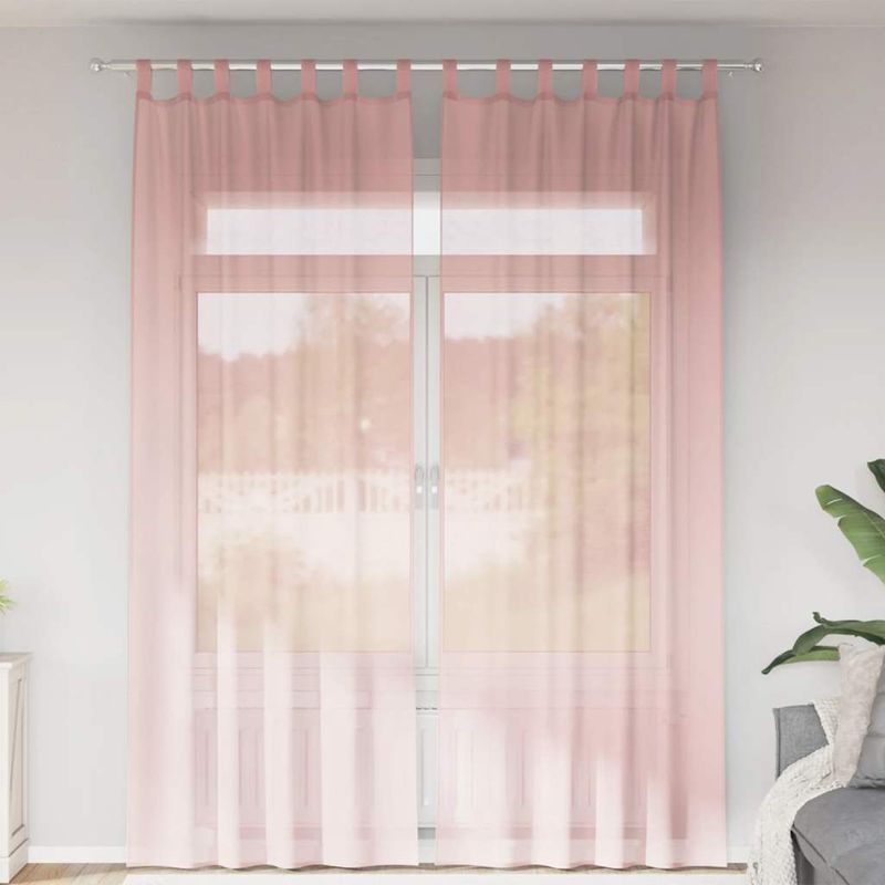 Casa si Gradina - Textile si covoare - Perdele si draperii - Perdele - Perdele Voile cu buzunare pentru bare 2 buc Roz, mărime 140x260 cm - Infinity.ro