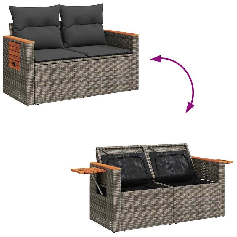 Casa si Gradina - Gradina si terasa - Mobilier exterior - Seturi mobila gradina - Set canapele gradina cu perne 7 piese gri poliratan/lemn acacia - Infinity.ro