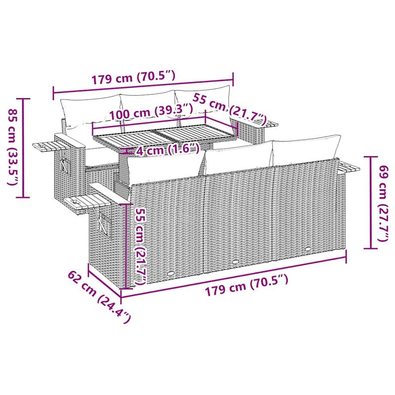 Casa si Gradina - Gradina si terasa - Mobilier exterior - Seturi mobila gradina - Set canapele gradina cu perne 7 piese gri poliratan/lemn acacia - Infinity.ro