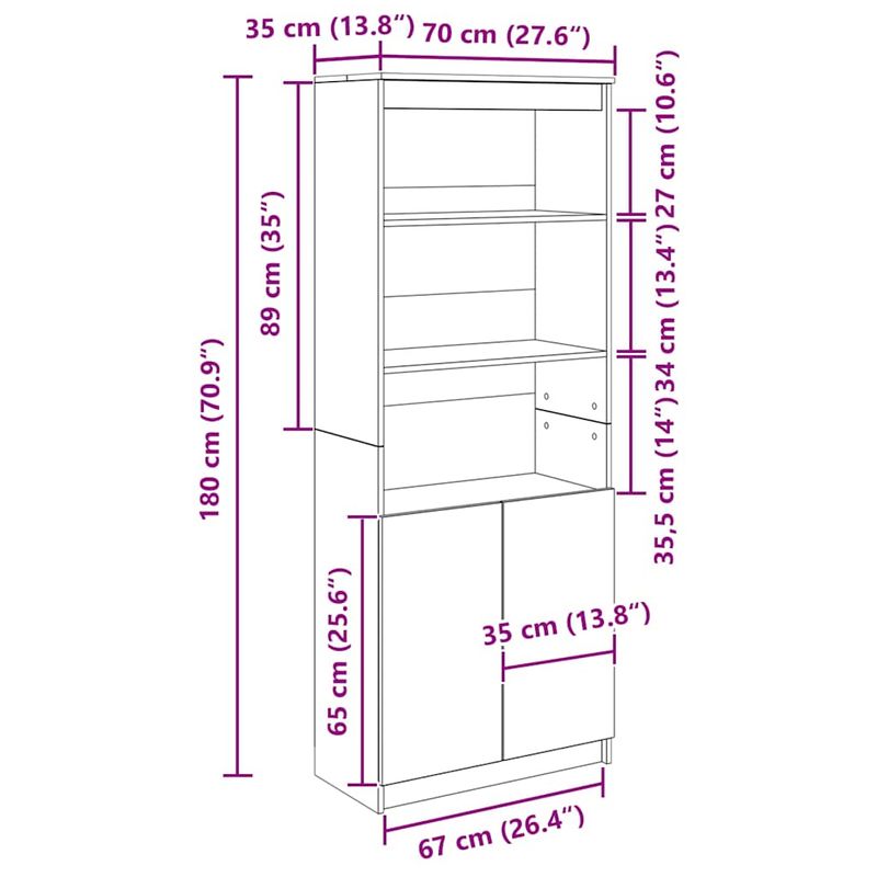 Casa si Gradina - Mobilier - Dulapuri si sifoniere - Dulapuri - Dulap Stejar negru 70x35x180 cm Lemn prelucrat - Infinity.ro