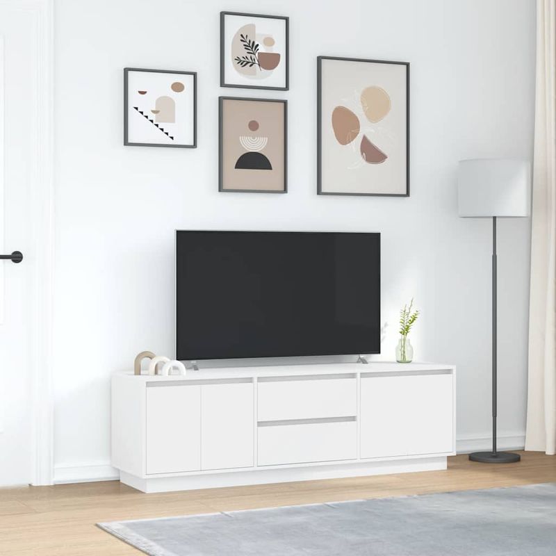 Casa si Gradina - Mobilier - Comode si corpuri - Comode - Dulap TV cu lumini LED alb 160,5x41x50 cm - Infinity.ro