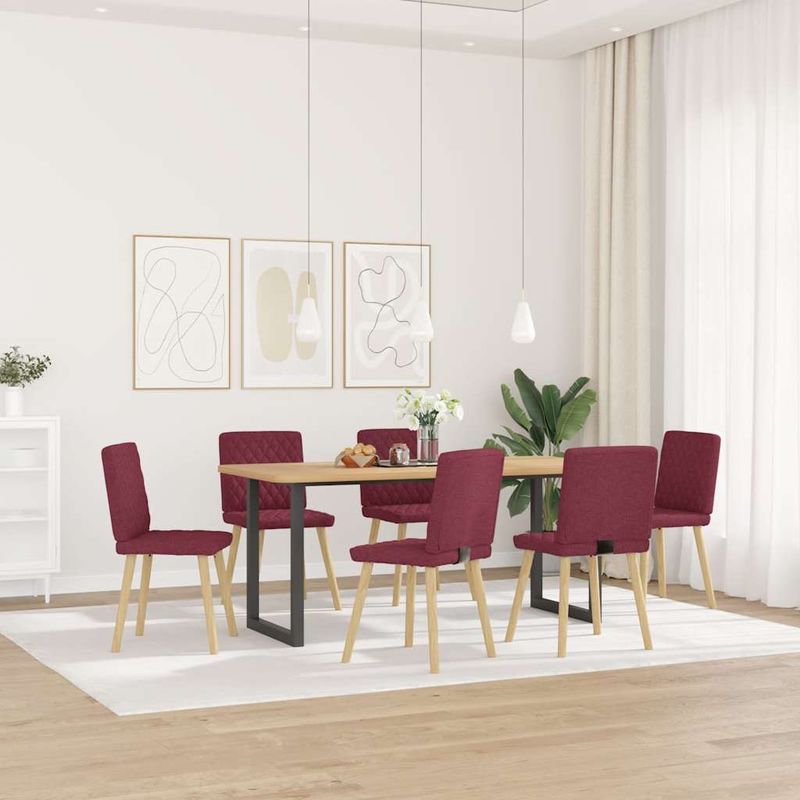 Casa si Gradina - Mobilier - Scaune si fotolii - Scaune - Scaune de bucatarie pivotante, 6 buc., rosu vin, textil - Infinity.ro
