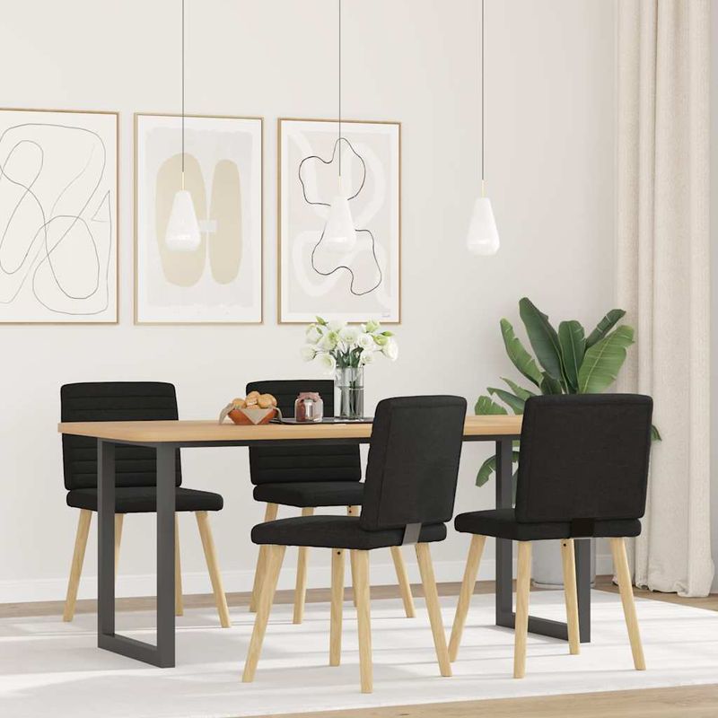 Casa si Gradina - Mobilier - Scaune si fotolii - Scaune - Scaune de bucatarie, 4 buc., negru, material textil - Infinity.ro