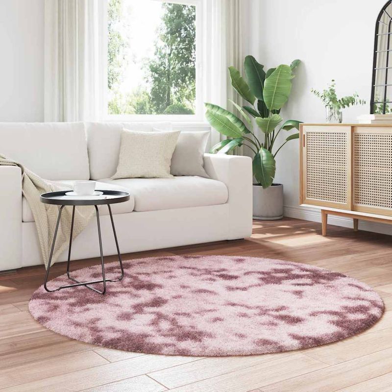 Casa si Gradina - Textile si covoare - Covoare - Covoare casa - Covor shaggy cu pom inalt, NAVARRA, roz praf, 160x160 cm, formă rotund - Infinity.ro