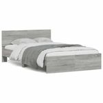 Casa si Gradina - Mobilier - Paturi si accesorii - Paturi - Cadru de pat cu tablie si LED, gri sonoma, 135x190 cm - Infinity.ro