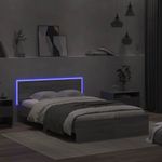 Casa si Gradina - Mobilier - Paturi si accesorii - Paturi - Cadru de pat cu tablie si LED, gri sonoma, 135x190 cm - Infinity.ro
