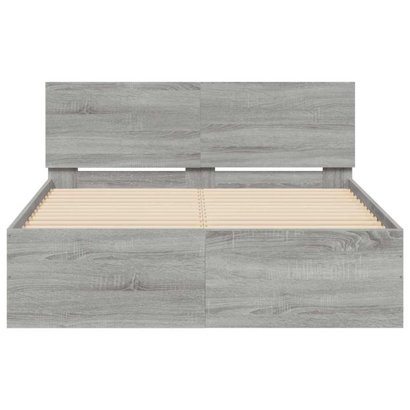 Casa si Gradina - Mobilier - Paturi si accesorii - Paturi - Cadru de pat cu tablie si LED, gri sonoma, 135x190 cm - Infinity.ro