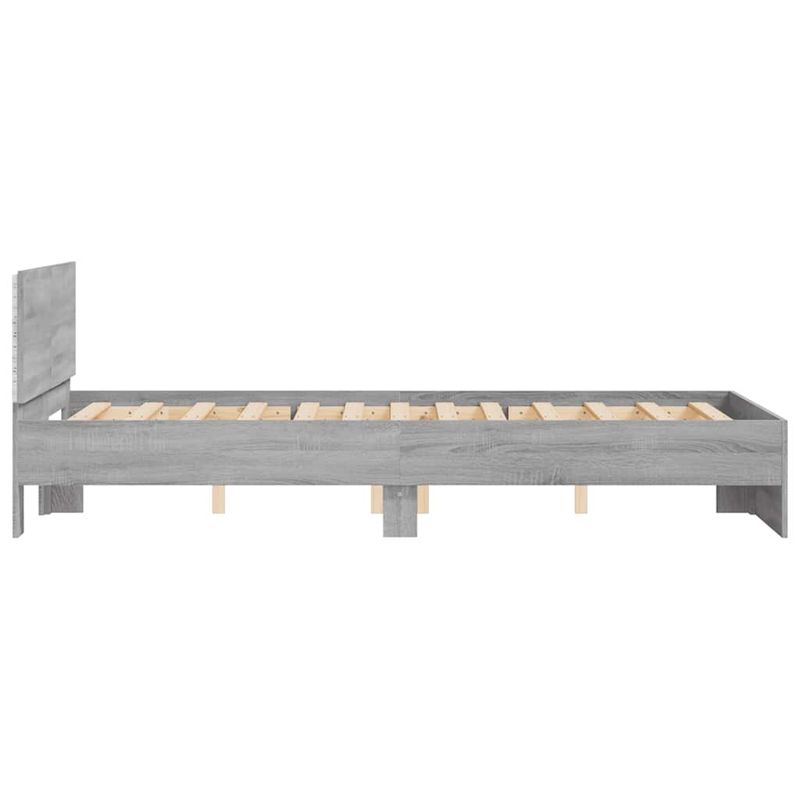 Casa si Gradina - Mobilier - Paturi si accesorii - Paturi - Cadru de pat cu tablie si LED, gri sonoma, 135x190 cm - Infinity.ro