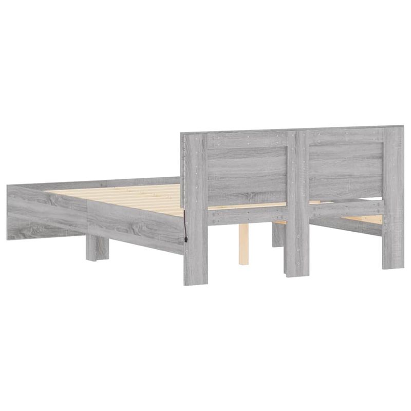 Casa si Gradina - Mobilier - Paturi si accesorii - Paturi - Cadru de pat cu tablie si LED, gri sonoma, 135x190 cm - Infinity.ro