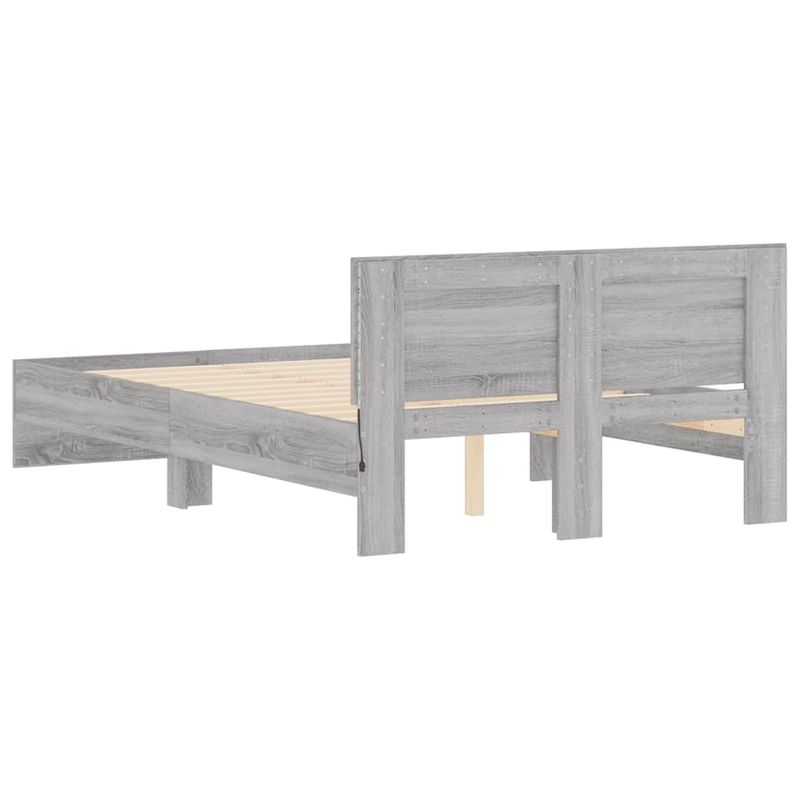 Casa si Gradina - Mobilier - Paturi si accesorii - Paturi - Cadru de pat cu tablie si LED, gri sonoma, 140x190 cm - Infinity.ro