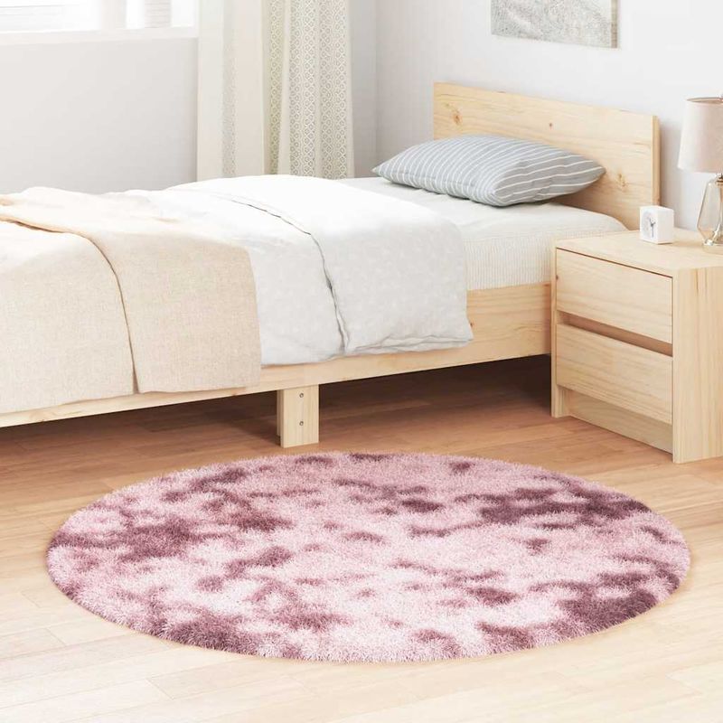 Casa si Gradina - Textile si covoare - Covoare - Covoare casa - Covor shaggy cu pom inalt, NAVARRA, roz praf, 120x120 cm, formă rotund - Infinity.ro