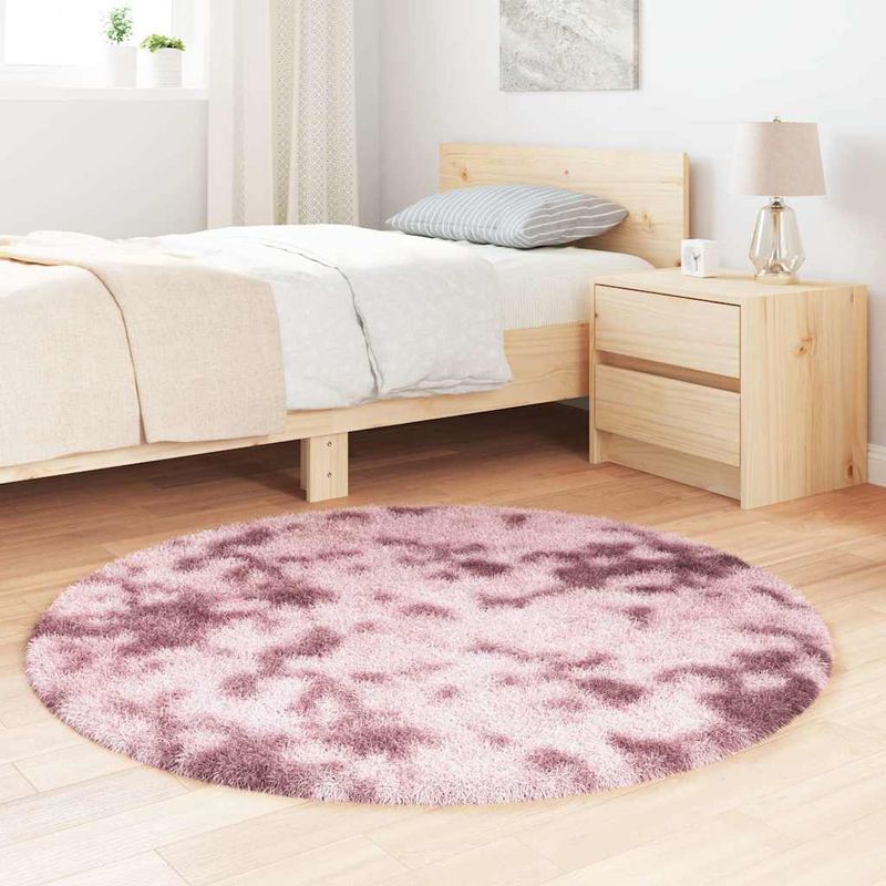 Casa si Gradina - Textile si covoare - Covoare - Covoare casa - Covor shaggy cu pom inalt, NAVARRA, roz praf, 120x120 cm, formă rotund - Infinity.ro