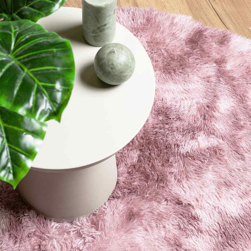 Casa si Gradina - Textile si covoare - Covoare - Covoare casa - Covor shaggy cu pom inalt, NAVARRA, roz praf, 120x120 cm, formă rotund - Infinity.ro