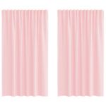Casa si Gradina - Textile si covoare - Perdele si draperii - Perdele - Perdele voal cu bucle 2 buc Roz deschis 140x140 cm - Infinity.ro