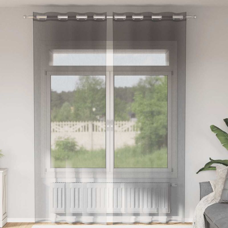Casa si Gradina - Textile si covoare - Perdele si draperii - Perdele - Perdele Voile cu Oelii 2 buc Gri Inchis 140x300 cm - Infinity.ro