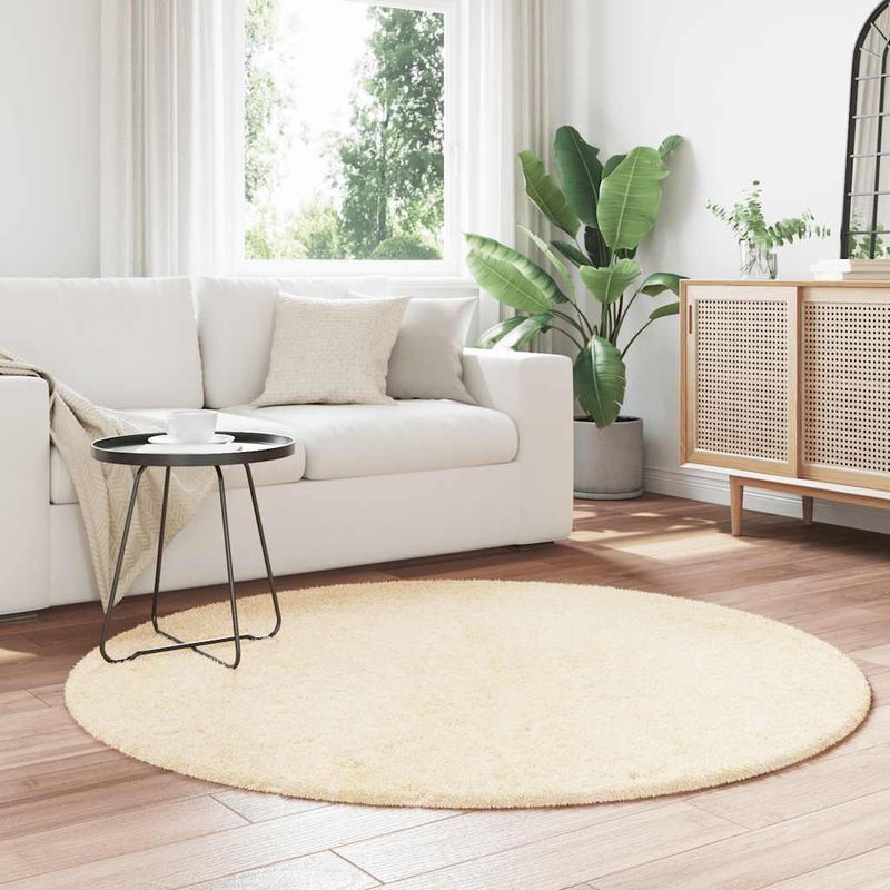 Casa si Gradina - Textile si covoare - Covoare - Covoare casa - Covor shaggy cu pom inalt, NAVARRA, crem, 160x160 cm, poliester, formă rotund - Infinity.ro