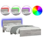 Casa si Gradina - Mobilier - Paturi si accesorii - Paturi - Cadru de pat cu tablie si LED, gri sonoma, 120x190 cm - Infinity.ro