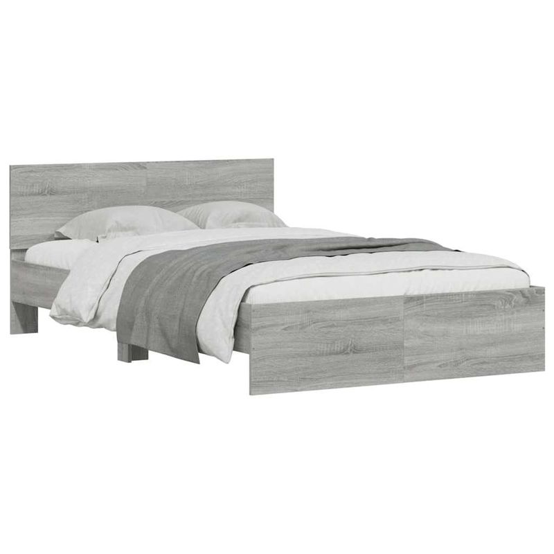 Casa si Gradina - Mobilier - Paturi si accesorii - Paturi - Cadru de pat cu tablie si LED, gri sonoma, 120x190 cm - Infinity.ro