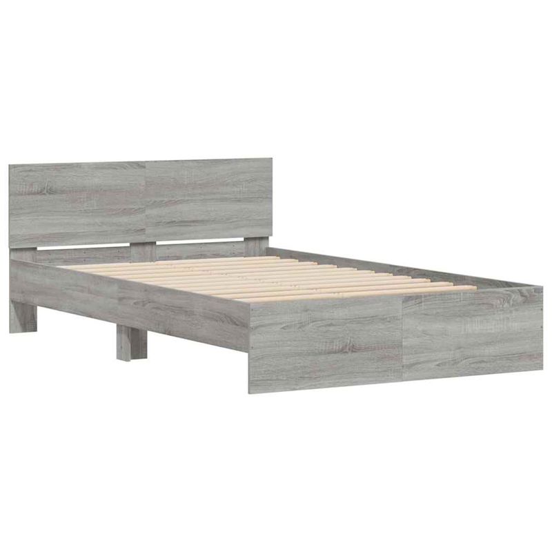 Casa si Gradina - Mobilier - Paturi si accesorii - Paturi - Cadru de pat cu tablie si LED, gri sonoma, 120x190 cm - Infinity.ro
