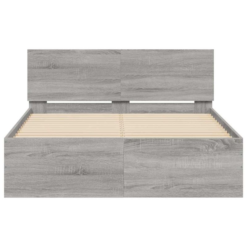 Casa si Gradina - Mobilier - Paturi si accesorii - Paturi - Cadru de pat cu tablie si LED, gri sonoma, 120x190 cm - Infinity.ro