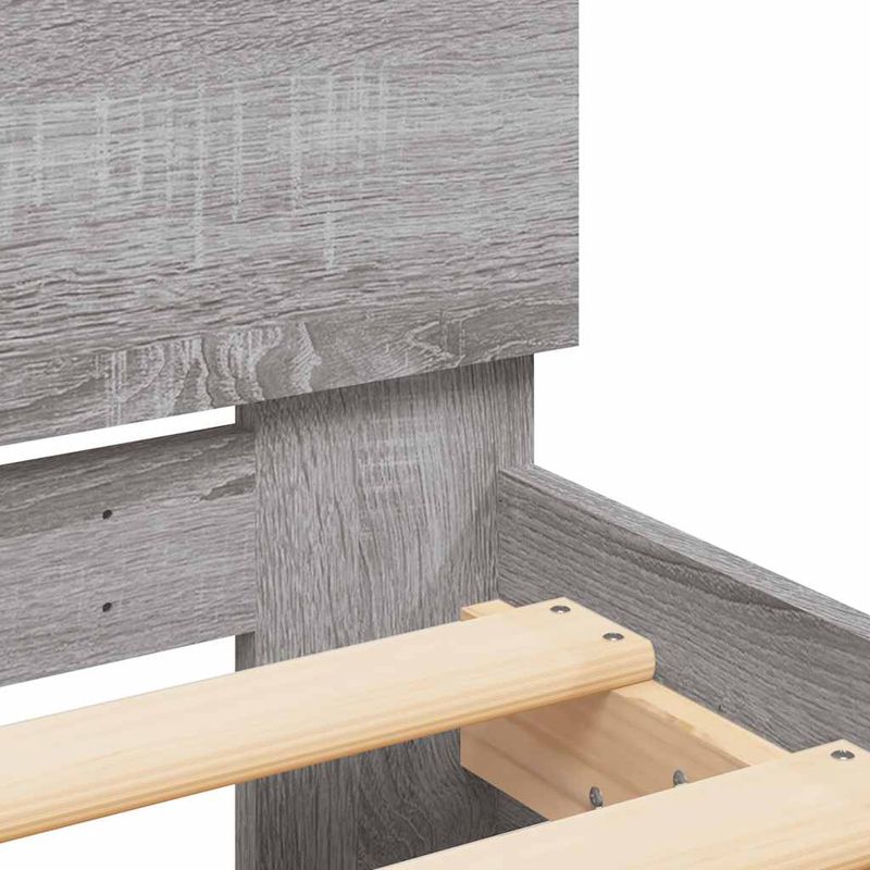 Casa si Gradina - Mobilier - Paturi si accesorii - Paturi - Cadru de pat cu tablie si LED, gri sonoma, 120x190 cm - Infinity.ro