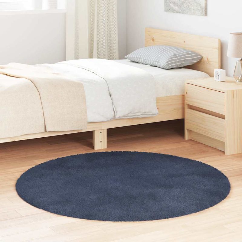 Casa si Gradina - Textile si covoare - Covoare - Covoare casa - Covor shaggy cu pom inalt, NAVARRA, bleumarin, 120x120 cm, formă rotund - Infinity.ro