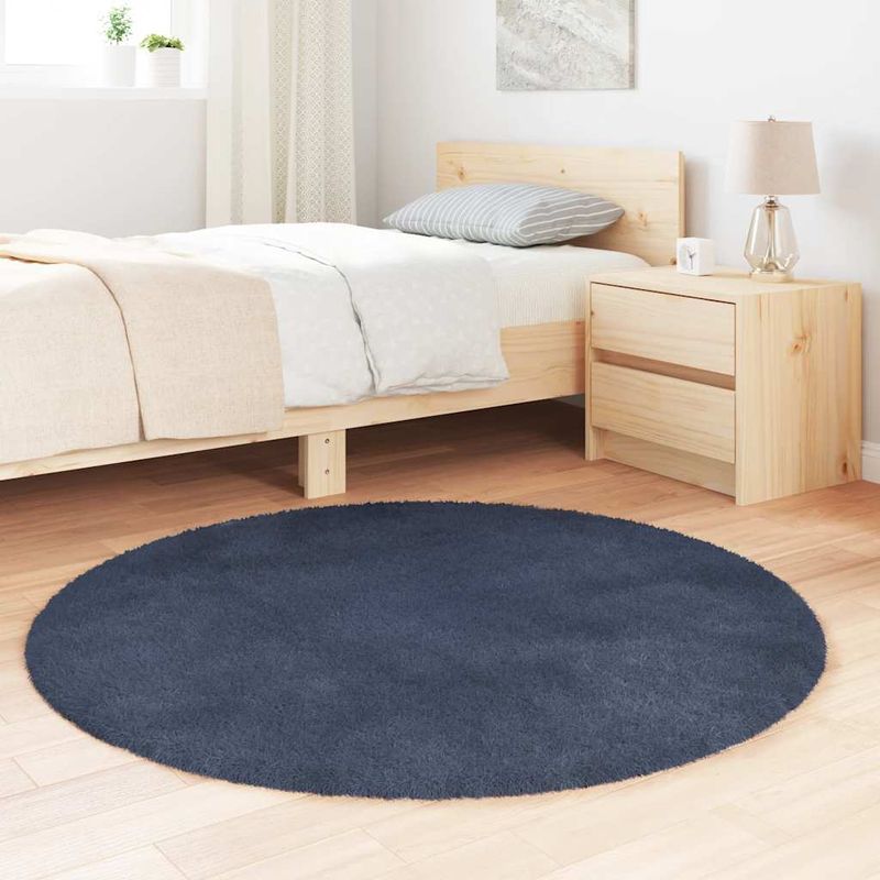 Casa si Gradina - Textile si covoare - Covoare - Covoare casa - Covor shaggy cu pom inalt, NAVARRA, bleumarin, 120x120 cm, formă rotund - Infinity.ro