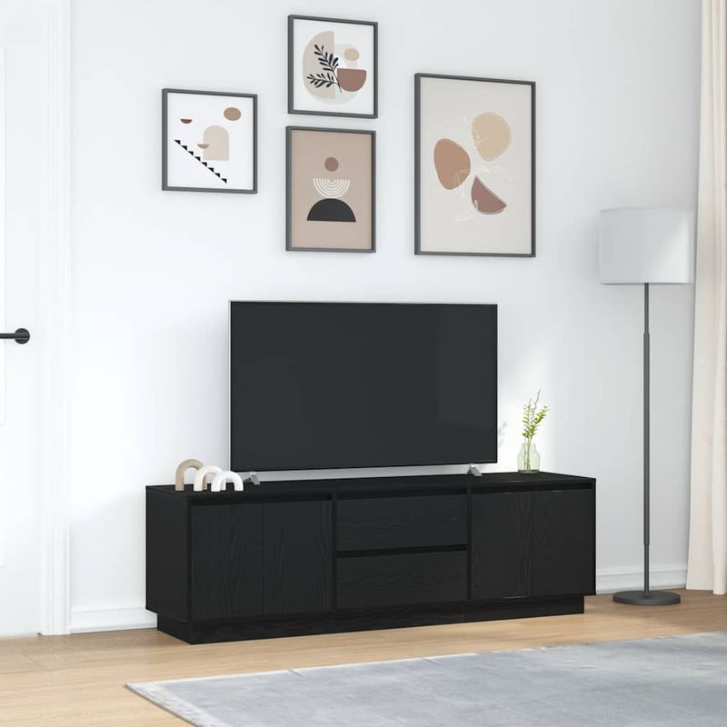 Casa si Gradina - Mobilier - Comode si corpuri - Comode - Dulap TV cu lumini LED Stejar negru 160,5x41x50 cm - Infinity.ro