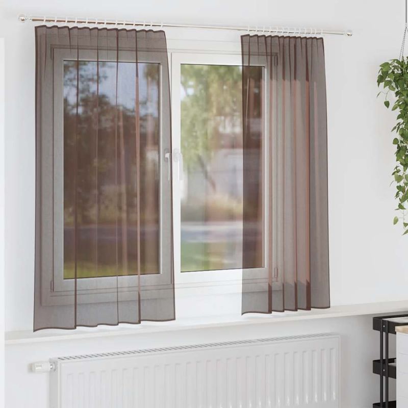 Casa si Gradina - Textile si covoare - Perdele si draperii - Perdele - Perdele Voile cu tabla 2 buc Maro, mărime 140x175 cm - Infinity.ro