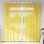 Casa si Gradina - Textile si covoare - Perdele si draperii - Perdele - Perdele Voile cu buzunare pentru bare 2 buc Galben - Infinity.ro