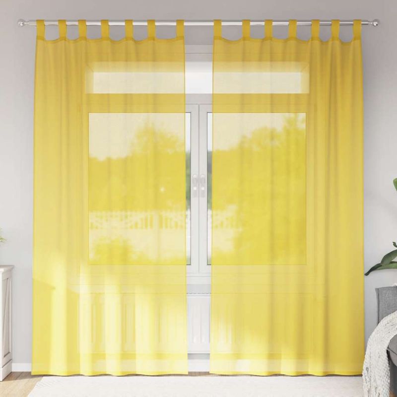 Casa si Gradina - Textile si covoare - Perdele si draperii - Perdele - Perdele Voile cu buzunare pentru bare 2 buc Galben - Infinity.ro