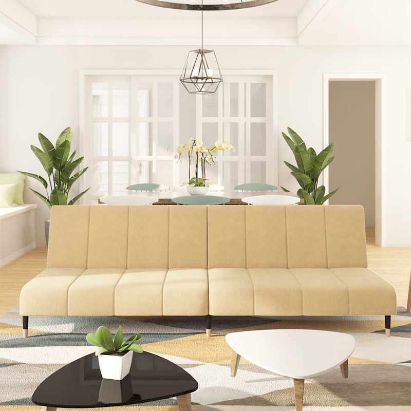 Casa si Gradina - Mobilier - Canapele si coltare - Canapele - Canapea extensibila cu 2 locuri, crem, catifea - Infinity.ro