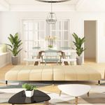 Casa si Gradina - Mobilier - Canapele si coltare - Canapele - Canapea extensibila cu 2 locuri, crem, catifea - Infinity.ro