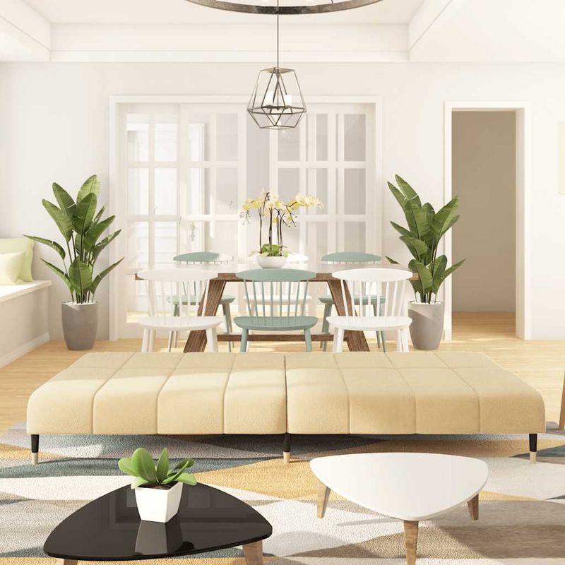 Casa si Gradina - Mobilier - Canapele si coltare - Canapele - Canapea extensibila cu 2 locuri, crem, catifea - Infinity.ro