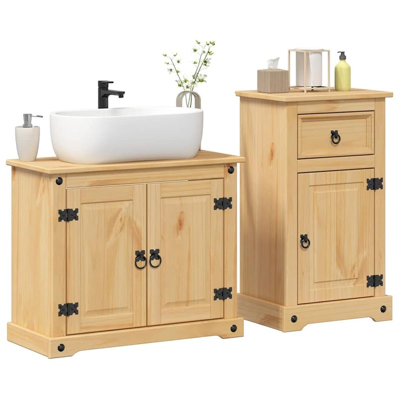Casa si Gradina - Mobilier - Seturi de mobilier - Seturi baie - Set mobilier de baie „Corona”, 2 piese, lemn masiv de pin - Infinity.ro