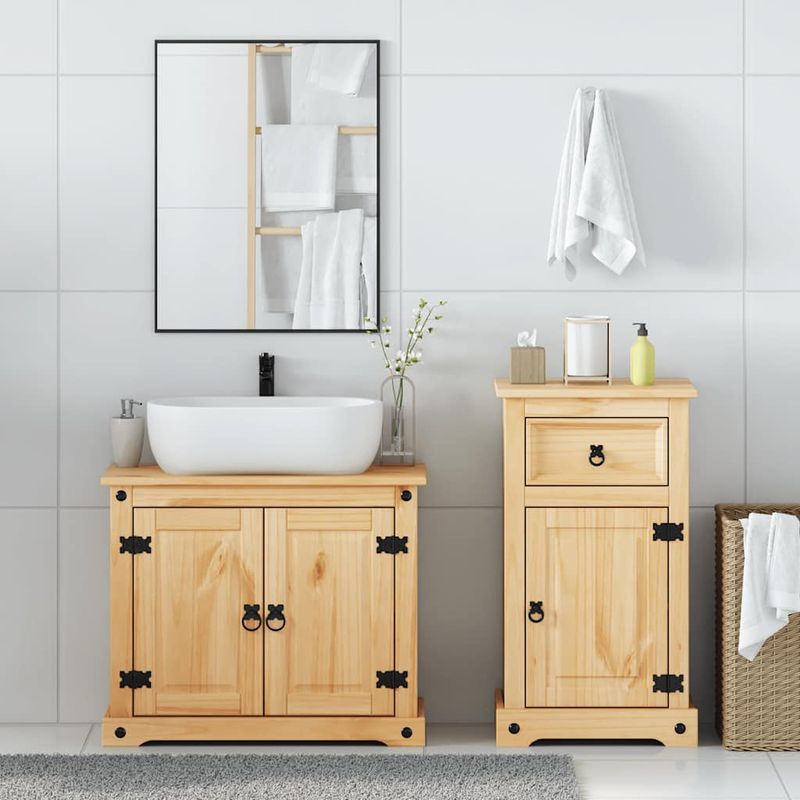 Casa si Gradina - Mobilier - Seturi de mobilier - Seturi baie - Set mobilier de baie „Corona”, 2 piese, lemn masiv de pin - Infinity.ro
