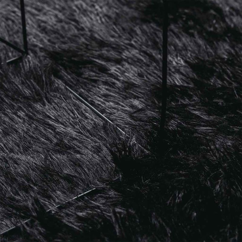 Casa si Gradina - Textile si covoare - Covoare - Covoare casa - Covor shaggy cu pom inalt, NAVARRA, negru, 200x200cm, poliester, formă rotund - Infinity.ro
