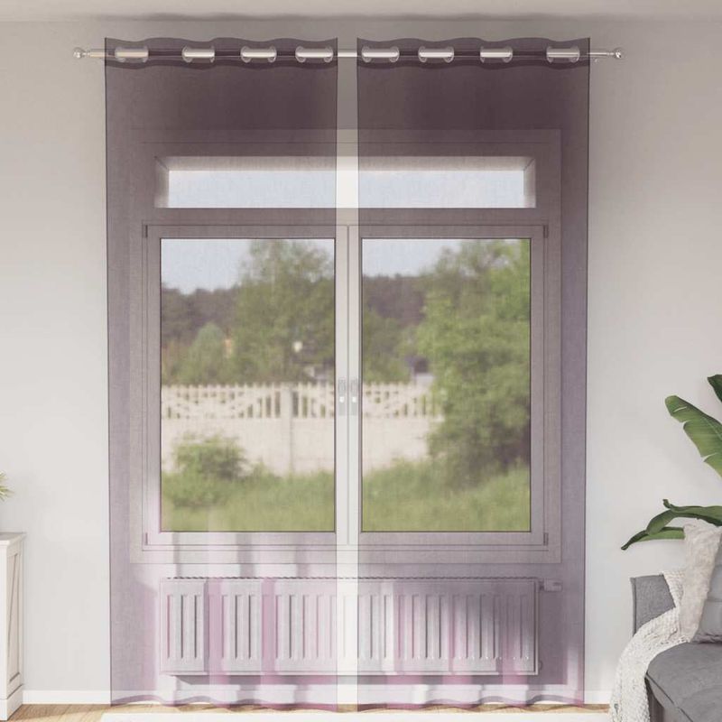 Casa si Gradina - Textile si covoare - Perdele si draperii - Perdele - Perdele Voile cu Oelii 2 buc Violet 140x260 cm - Infinity.ro