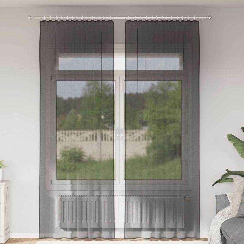 Casa si Gradina - Textile si covoare - Perdele si draperii - Perdele - Perdele din voile cu tabla 2 buc Negru, mărime 140x260 cm - Infinity.ro