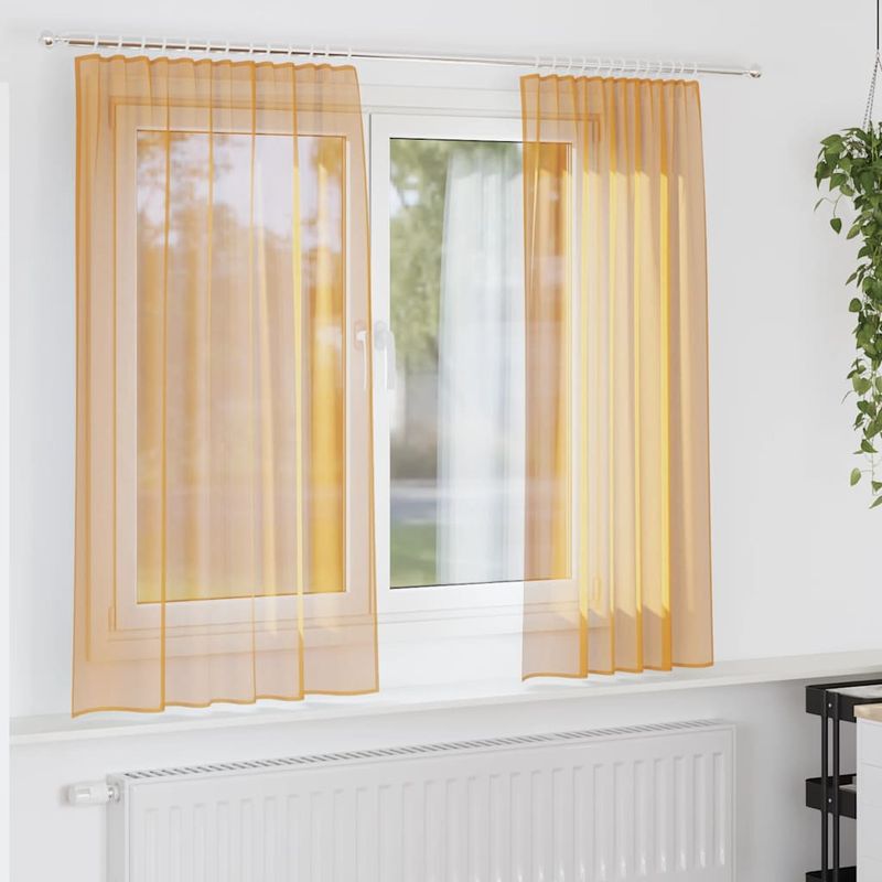 Casa si Gradina - Textile si covoare - Perdele si draperii - Perdele - Perdele Voile cu Bucle 2 buc Portocaliu 140x140 cm - Infinity.ro