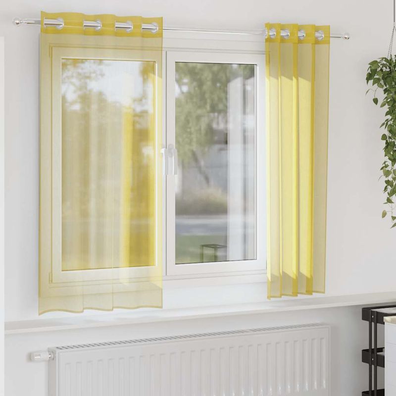 Casa si Gradina - Textile si covoare - Perdele si draperii - Perdele - Perdele Voile cu Oelii 2 buc Galben, mărime 140x175 cm - Infinity.ro