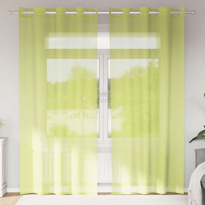 Casa si Gradina - Textile si covoare - Perdele si draperii - Perdele - Perdele Voile cu Oelii 2 buc Verde mar 140x245 cm - Infinity.ro