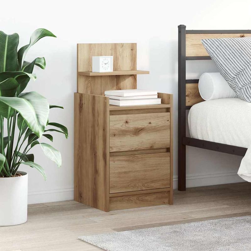 Casa si Gradina - Mobilier - Comode si corpuri - Noptiere - Noptiere cu 2 sertare 2 buc Stejar Artisan 38x34x80 cm - Infinity.ro