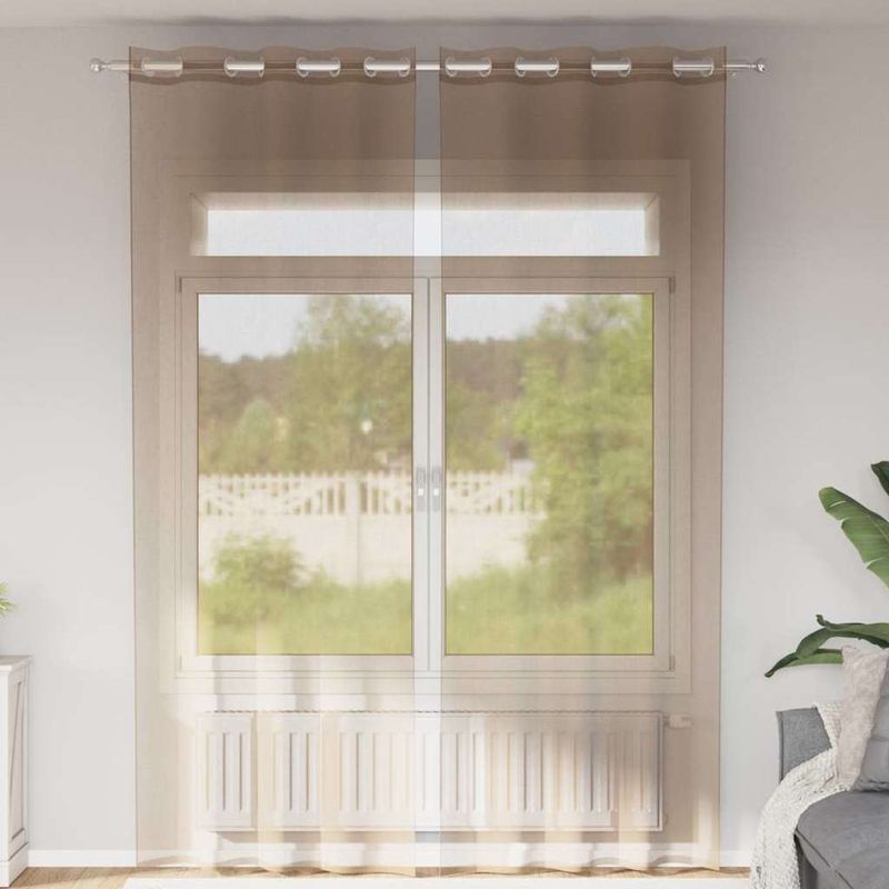 Casa si Gradina - Textile si covoare - Perdele si draperii - Perdele - Perdele Voile cu Oeje 2 buc Maro Deschis, mărime 140x300 cm - Infinity.ro