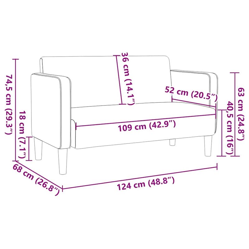 Casa si Gradina - Mobilier - Canapele si coltare - Canapele - Canapea lovesea gri inchis 109 cm tesatura velur - Infinity.ro
