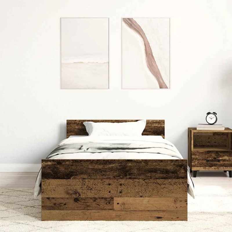 Casa si Gradina - Mobilier - Paturi si accesorii - Paturi - Cadru de pat fara saltea Lemn vechi 100x200cm Lemn prelucrat - Infinity.ro