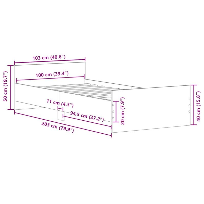 Casa si Gradina - Mobilier - Paturi si accesorii - Paturi - Cadru de pat fara saltea Lemn vechi 100x200cm Lemn prelucrat - Infinity.ro