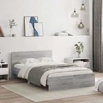 Casa si Gradina - Mobilier - Paturi si accesorii - Paturi - Cadru de pat cu tablie si LED, gri sonoma, 140x200 cm - Infinity.ro